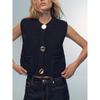Za2024 Autumn New Women's Clothing Single-Breasted Round Neck Sleeveless Thick Needle Knitting Vest Jacket 5802112 401