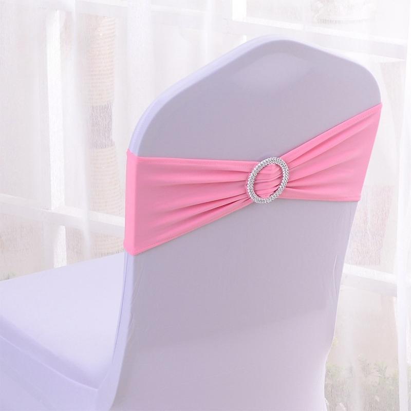 Wedding Decoration Birthday Party Chair Cover Elastic Hoop Bow Tie Elastic Fabric with Circular Buckle Suitable for All Banquet Chairs in The Hotel
