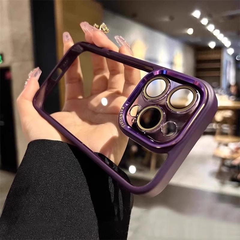 Luanjin Series Suitable for IPhone16promax High Transparent Mobile Phone Case Apple 15 Lens Film 14 Full Inclusive Metal Ring
