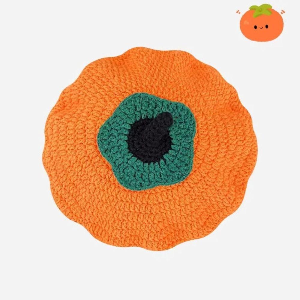 Cartoon Persimmon Beret Kawaii Y2K Painter Hat Personality Knitted Hat  Party