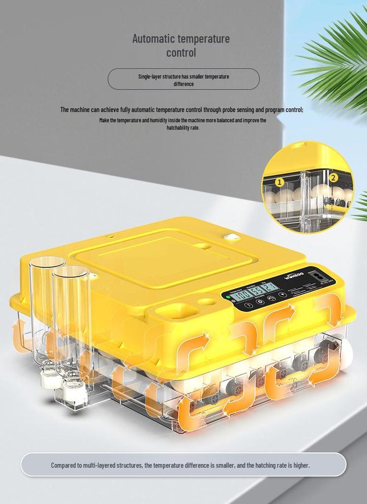 Automatic Egg Incubator: 24-288 Eggs Capacity, Auto Water Refill & One-Button Candling