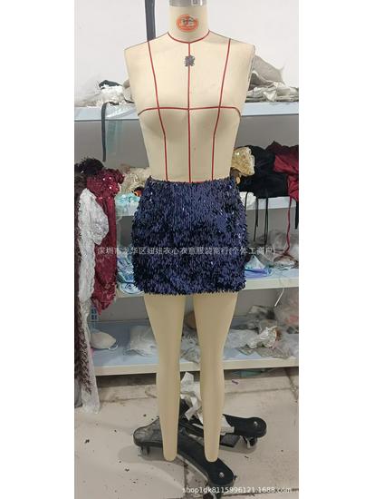 2025 European & American Blue Sequin Hip-hugging Short Skirt - Sexy, Slimming, Vacation Style