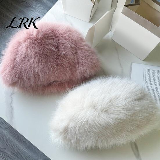 Soft Polyester Hat Women Fuzzy Brimless Hat, Warm Faux Fur Solid Color Elastic Thermal Ushanka Plush Winter Fluffy Bucket for Cold Weather Stylish