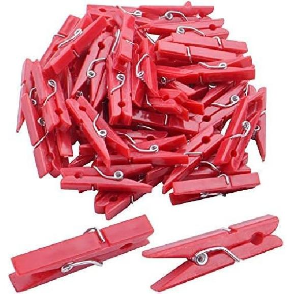 Jdesun 50 Pieces Photo Clips,Mini Plastic Picture Paper Clip Clothesp Peg for Office,Home,Arts(Gold) красный