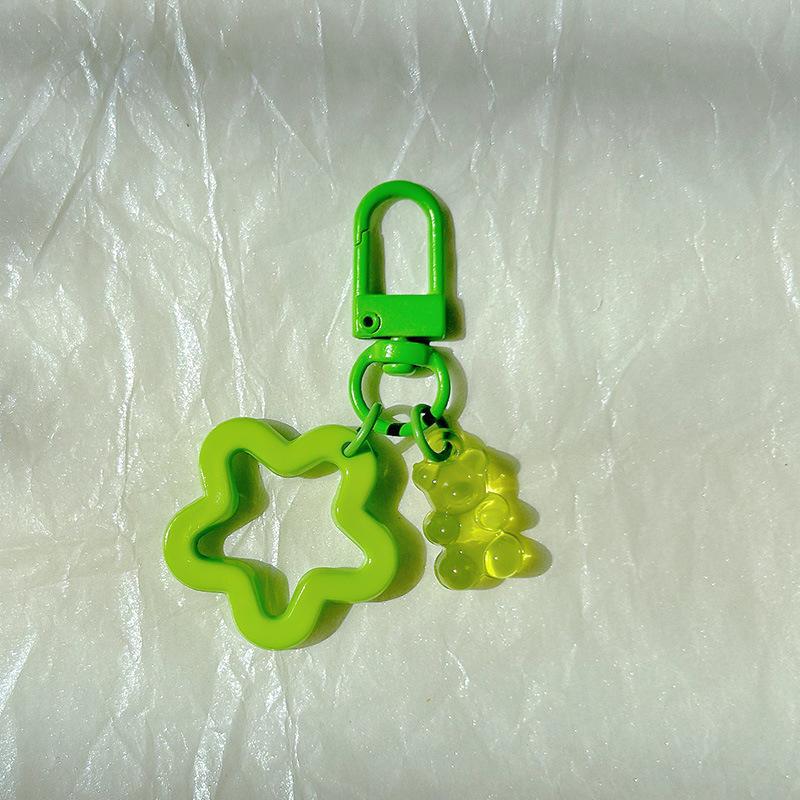 10pcs Metal Keyrings Buckle With Stars Bear Pendant Colored Keychain For Diy Jewelry Making Key Ring Accessories Wholesale