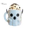 Creative Birthday Surprise Gift Halloween Ghost Ice Cream Pint Holder, Dual Spoon Slot And Theme Drinkware Handle Design Durable PLA Leak-Proof