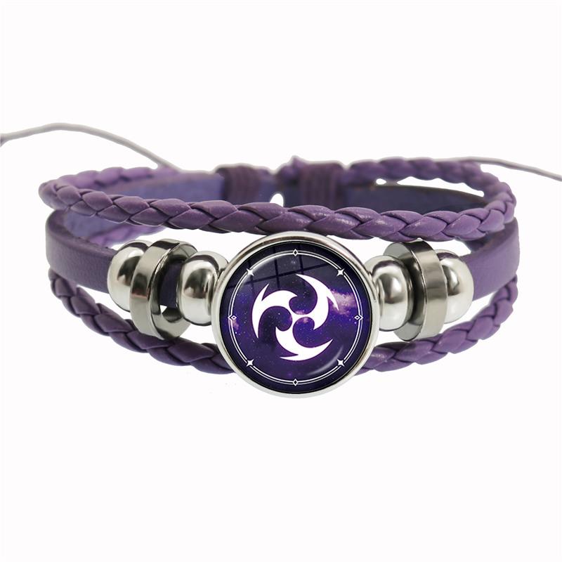 Genshin Impact Spiel Cosplay Requisite Auge Gottes Wasser Wind Donner Feuer Gestein Eis Element Lila Armband Schmuck Fans Geschenk
