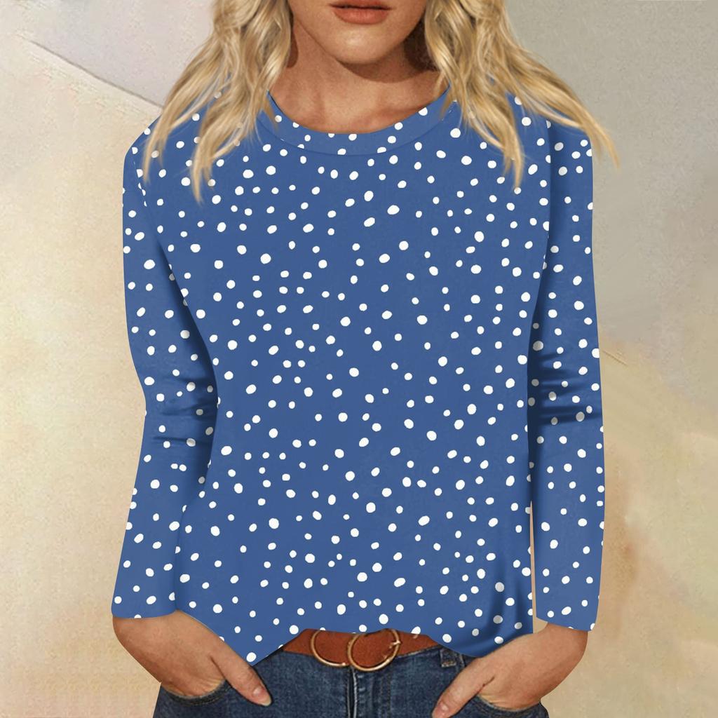 Women's Fashion Casual Long Sleeve Flowers Print Round Neck Top