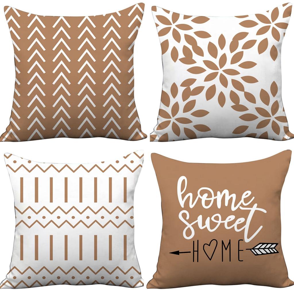 Modern Simple Nordic Style Plush Sofa Pillowcase Small Flower Letter Print Ins Macaron Color Pillowcase