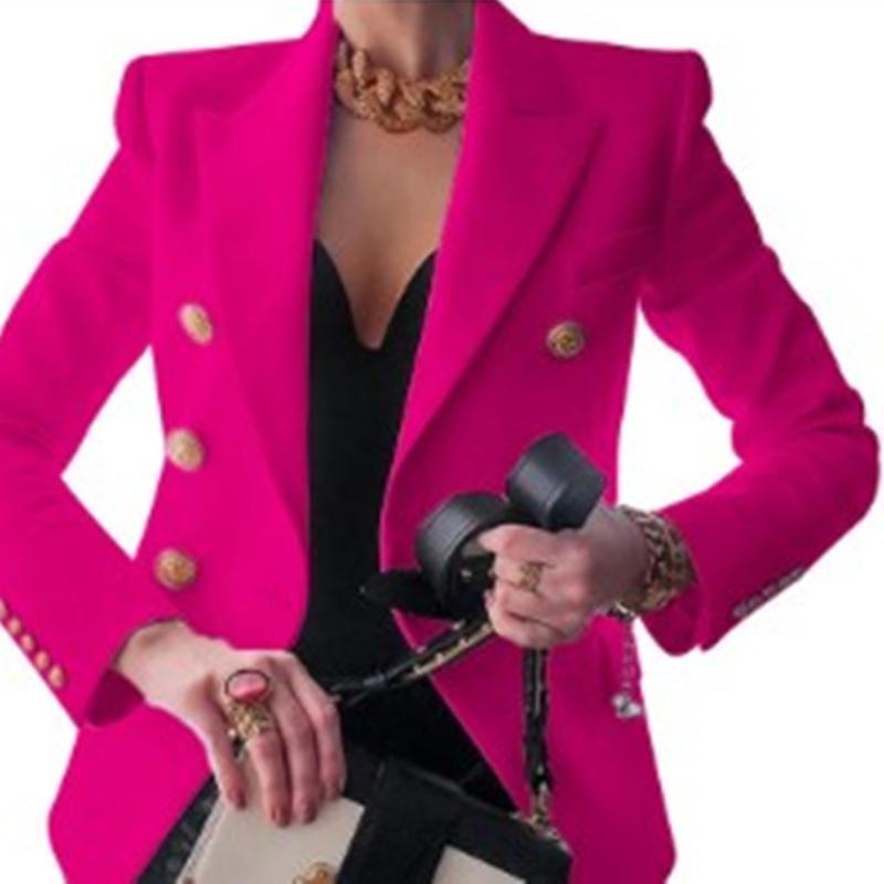 QICED Women's Autumn and Winter Solid Colour Fashion Casual Suit Short Jacket