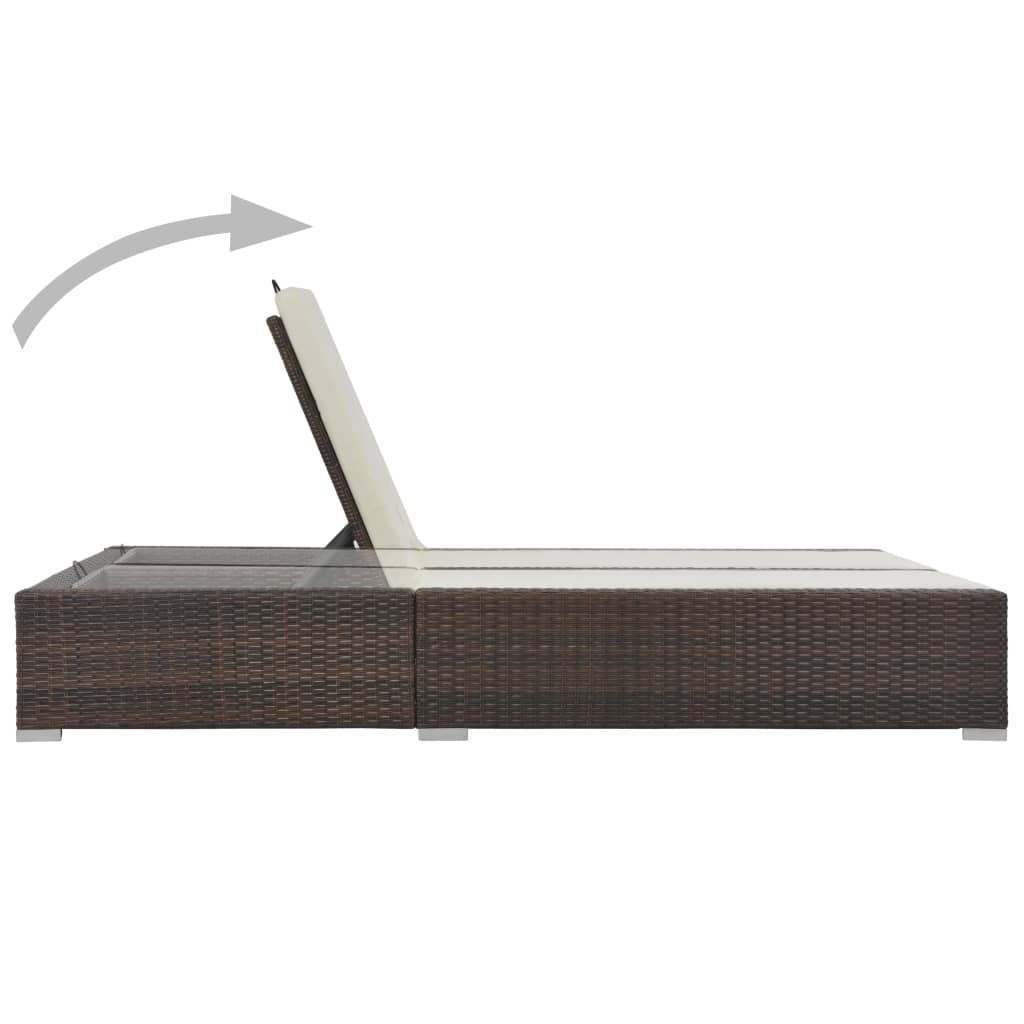 Double Sun Lounger Brown Poly Rattan