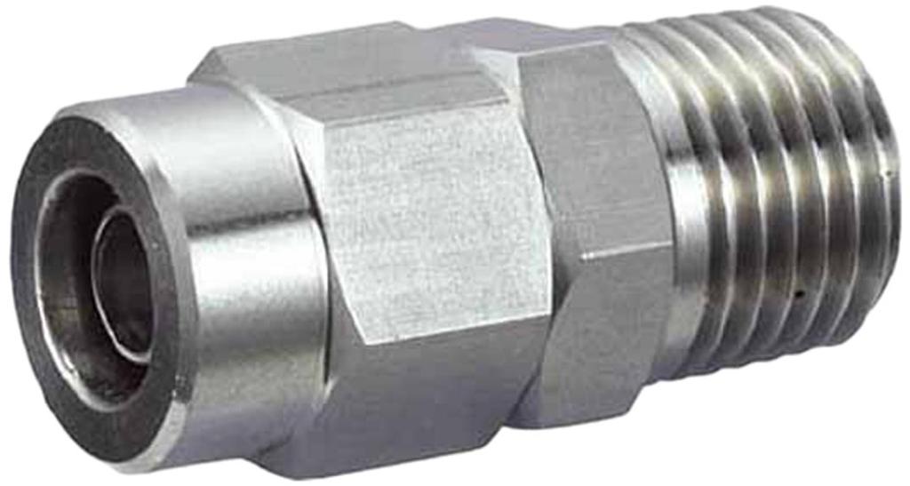 TRUSCO SUS Male 12x10mm Tube Connector, Diameter, R3/8 Thread, TS12-03M