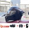Full Face Motorcycle Helmet With Rear Wing Bluetooth Headset Men All Season Electric Bike Motorbike Riding Safety Gear