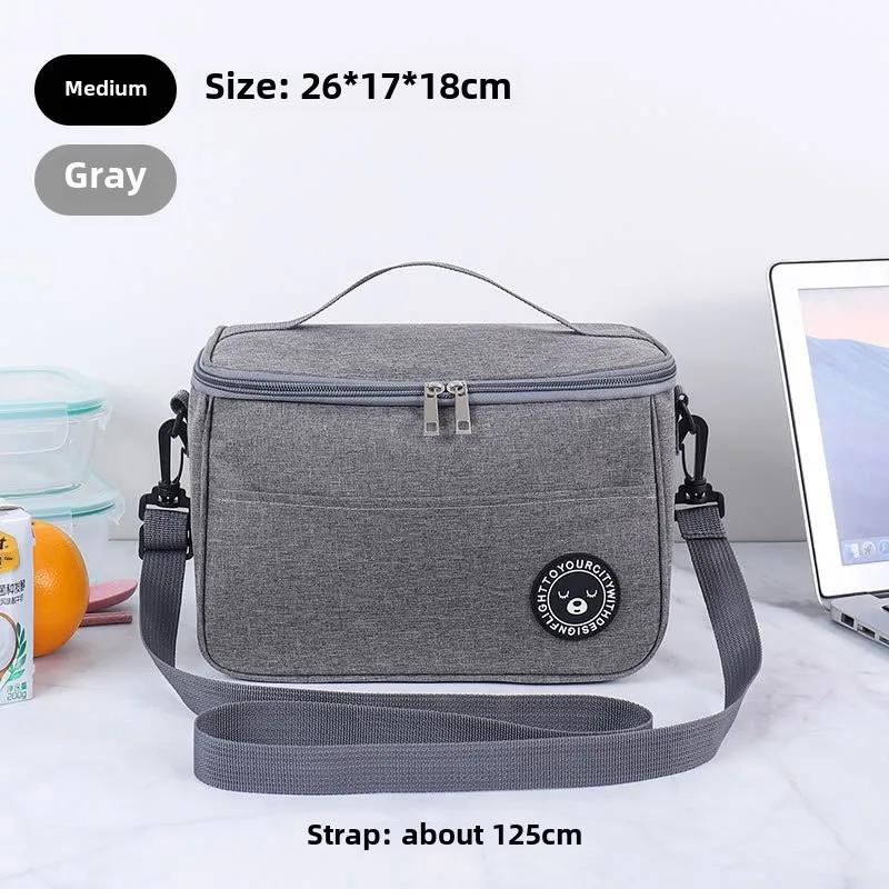 Portable Lunch Bag Food Thermal Box Waterproof Office Cooler Lunchbox With Shoulder Strap Insulated Case Essential For Picnics
