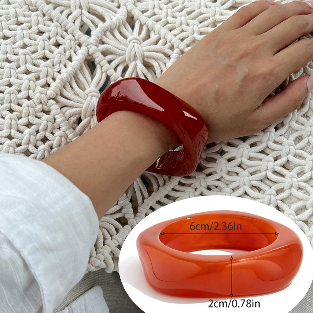 Fashion Irregular Smudged Acrylic Bracelet, Retro Translucent Gold Foil Resin Wide Bracelet