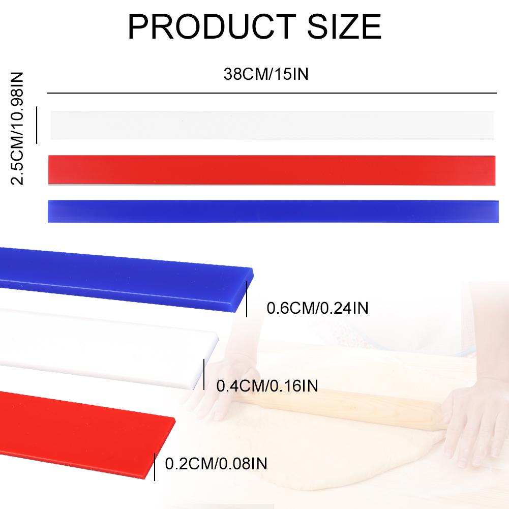 6Pcs Silicone Rolling Pin Guides Dough Thickness Rails 2/4/6mm Measuring Dough Strips Multi-Function for Dough Pastry Cookie