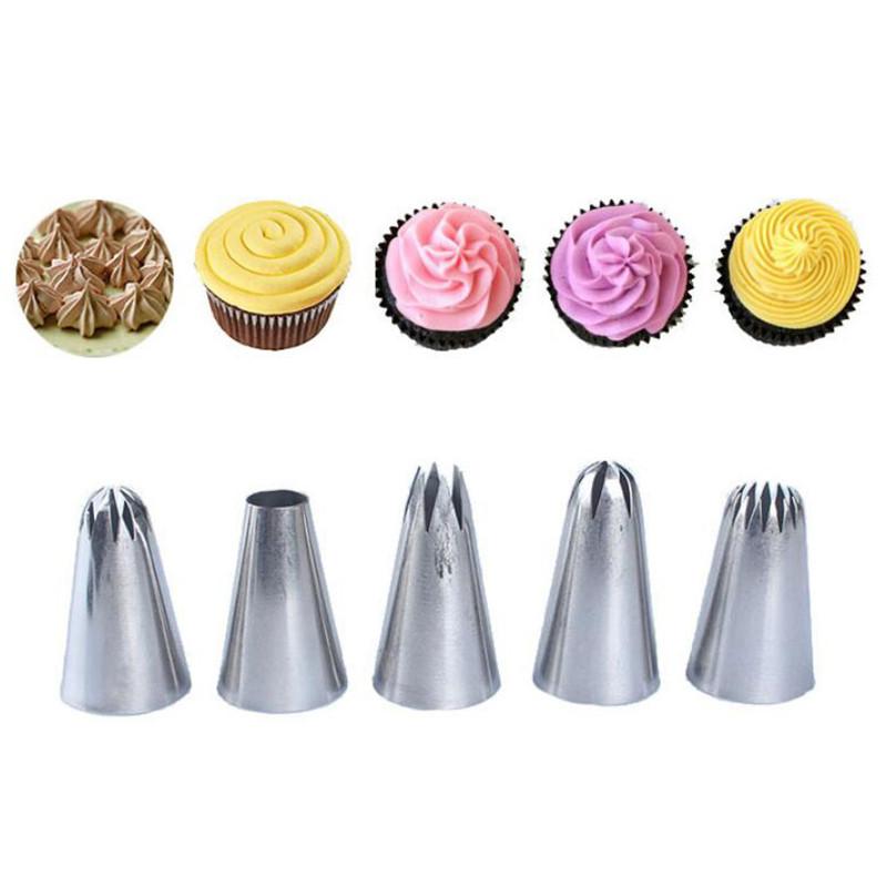 5Pcs Set Russian Icing Piping Nozzles 1M 2A 2D 2F 6B for Cake Fondant Decor Confectionery Flower Cream Kitchen Pastry Tools