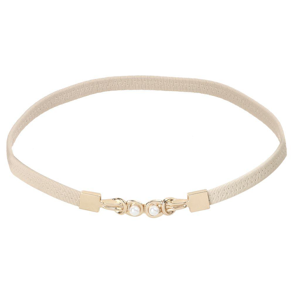 Fashion Pearl Pair Buckle Casual Elastic Belts Waist Strap Decorative Waistband Waist Belts
