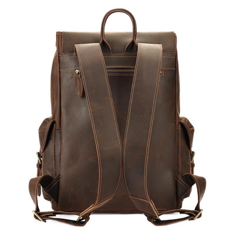 Retro Genuine Leather Multi-functional Outdoor Men's Travel Backpack