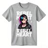 Rebel Heart Punk Anime Girl Print TShirt Unisex Unisex Casual Cotton Tee Summer Short Sleeve Gothic Unisexga Graphic Streetwear Tops