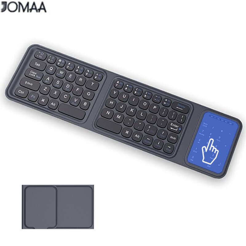 English Tri-Fold Wireless BT Foldable Full Size Silent Click Keyboard with Touchpad & Numeric Pad for Laptop/Tablet-