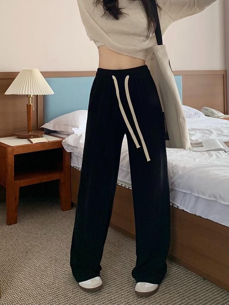 

Женские брюки с высокой талией на кулиске и широкими штанинами - Розовые повседневные драпированные брюки из кашемира для осени/зимы 3XL