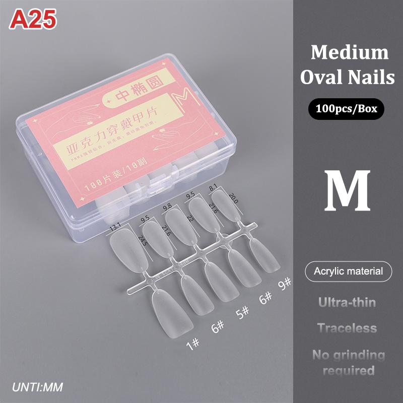 100Pcs/Box Matte Fake Nails No Polishing Press On False Nails Medium Short Design High Matt Soft Gel Nail Tips For Extension