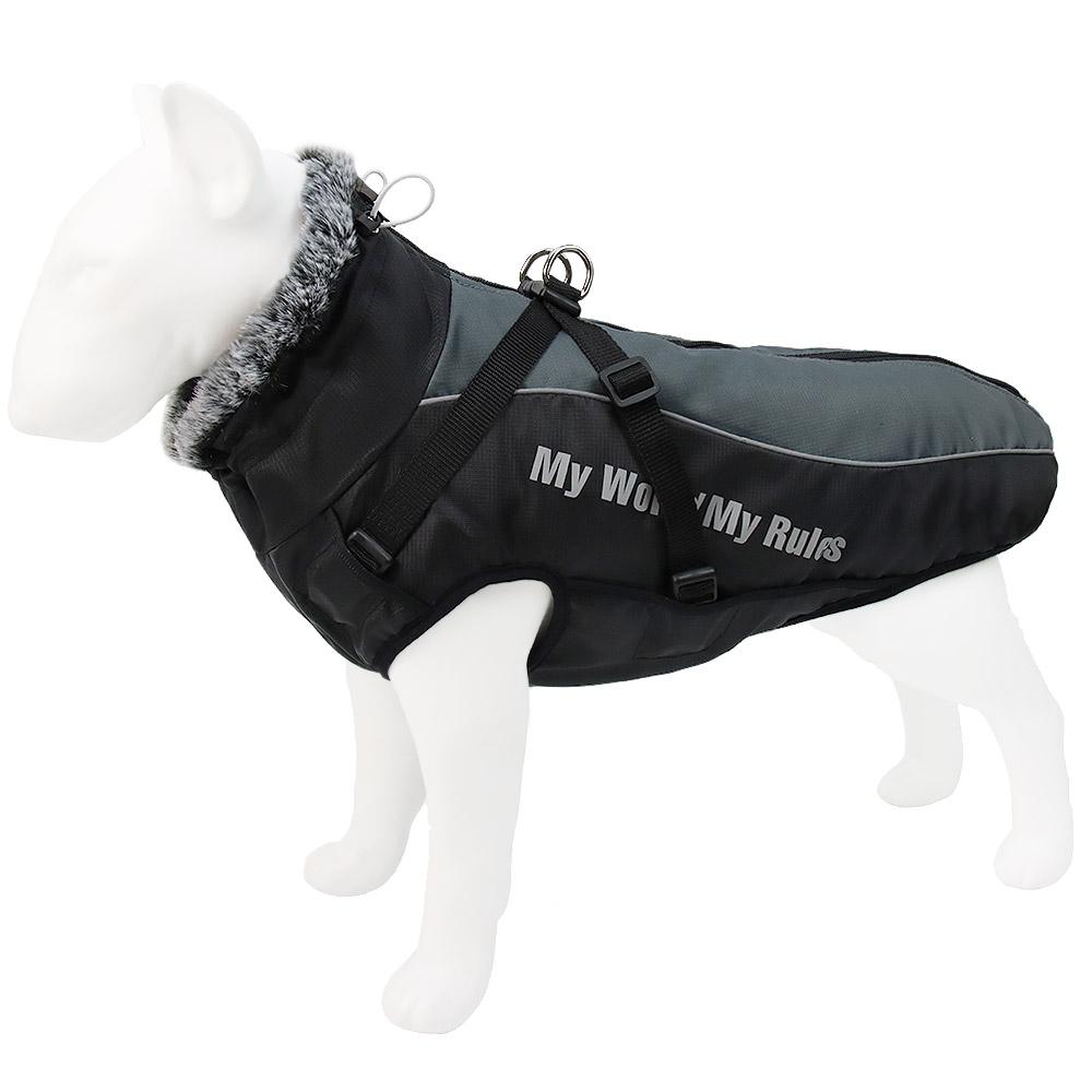 Große Hundekleidung mit Geschirr, reflektierende, wasserdichte Hundejacke, gepolstert, weich, Mantel für große Hunde, winddichte Labrador-Kostüme XL