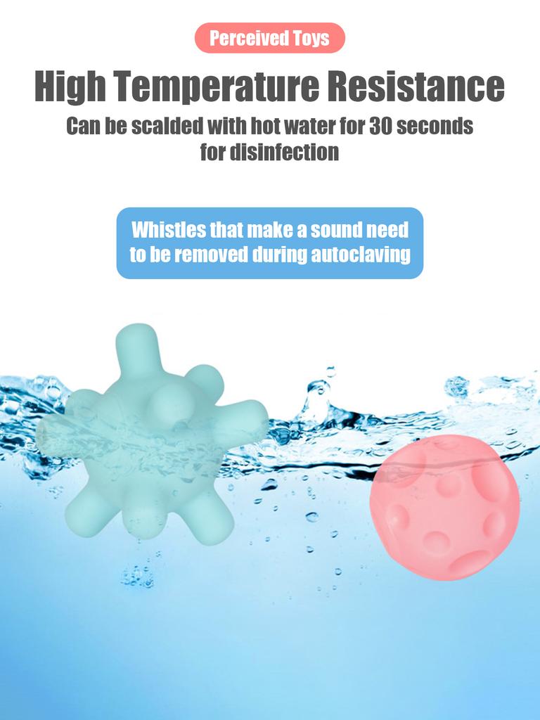 6 PCS Infant Sensory Playthings Balls Infant Bath Enjoy Water Bathroom Gentle Playthings Ball Can Make a Sound Gentle Rubber Ball