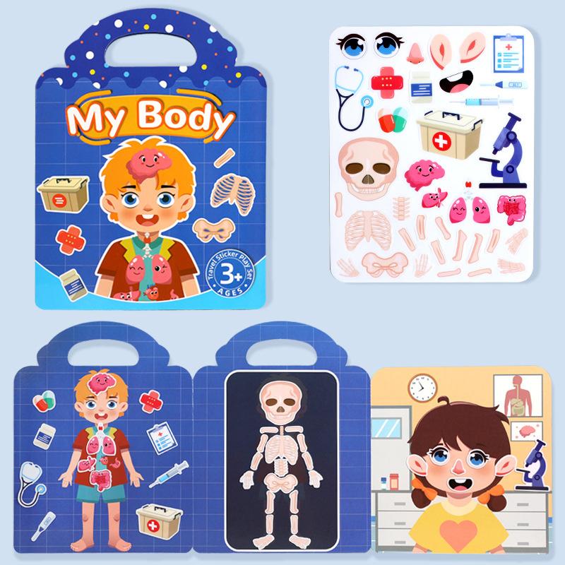 1 Book Jelly Sticker Book Quiet Book DIY Fun for Children's Scene Stickers Repeatedly Paste Puzzle Sticker Book