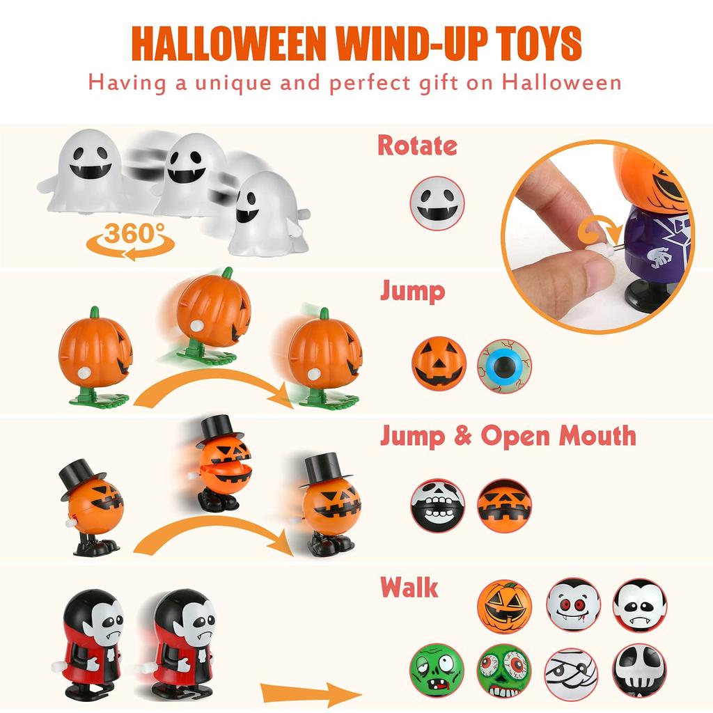 LEMESO Halloween Prize Toys for Set of Halloween Halloween Party Comes in a Case Wind-Up Kids, 12, Favors, Gifts, Prizes, Accessories, Toys,