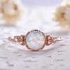 Women's Zircon S925 copper Ring Moonlight Stone Opal Ring Plated with 18k Rose Gold White Opal Engagement Ring