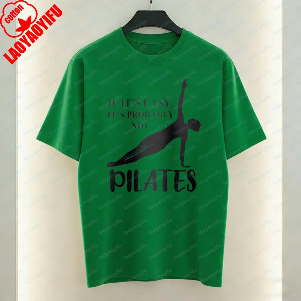Pilates Women TShirt Simple Side Plank Exercise Graphic Tops Unisex Fitness Casual Cotton Tee Gym Breathable Clothes Ropa Mujer