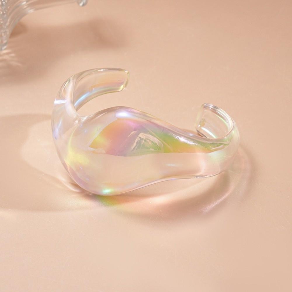 Transparent Acrylic Opening Bangle AB Colorful Resin Bracelet Fashion Wide Cuff Bracelet  Women