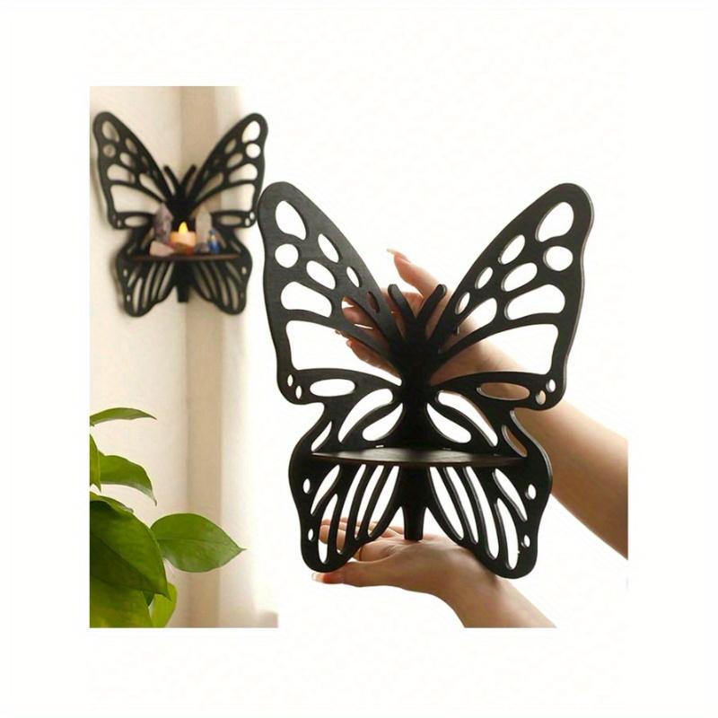 1pc Butterfly Crystal Stand - Wall Floating Corner Stand, Bedroom Crystal Display Stand Bohemian Cute Bathroom Kitchen Office Living Room Aesthetic