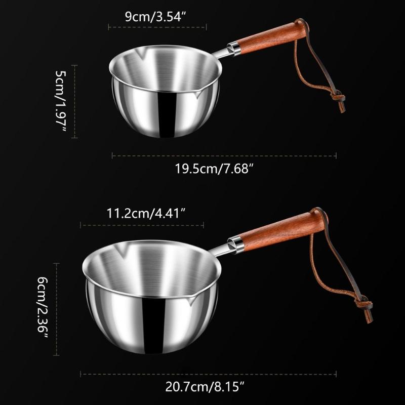 Mini Oil Pan 304 Stainless Steel Flavored Oil Pan Small Household Fried Egg Pan Hot Pan Hand-held Anti-scalding Pan for Kitchen