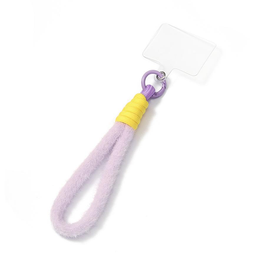 

New Fashion Plush Phone Wrist Lanyard With Clear Patch 5 Color Options Durable Shockproof Wristlet Leisure Versatile Accessories Nylon / Spandex фиолетовый