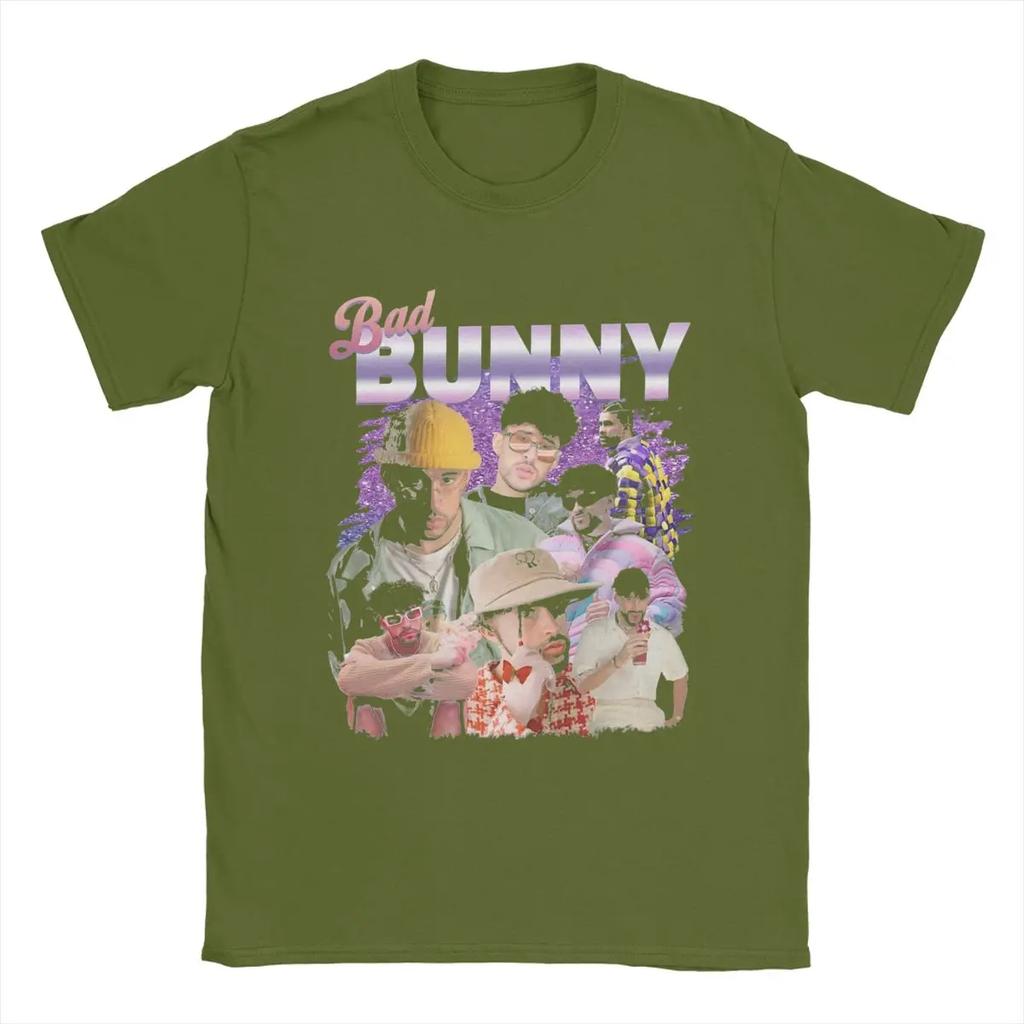 Bad Bunny T Shirts Men's Pure Cotton Fashion T-Shirts O Neck Tees Short Sleeve Clothes Big Size