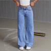Pantaloni Casual da Donna 2026 a Vita Alta Gamba Dritta Monocolore Jeans Versatili