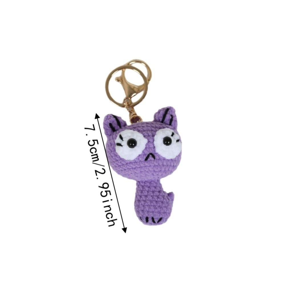Cartoon Cat Crochet Keyrings Handmaking Knitted Key Ring Exquisite Black Kitten Keyrings Backpack