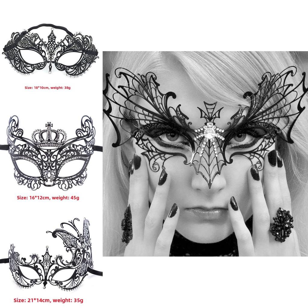 Metal Mask For Adults With Water Drill Decoration For Halloween And Cosplay Parties