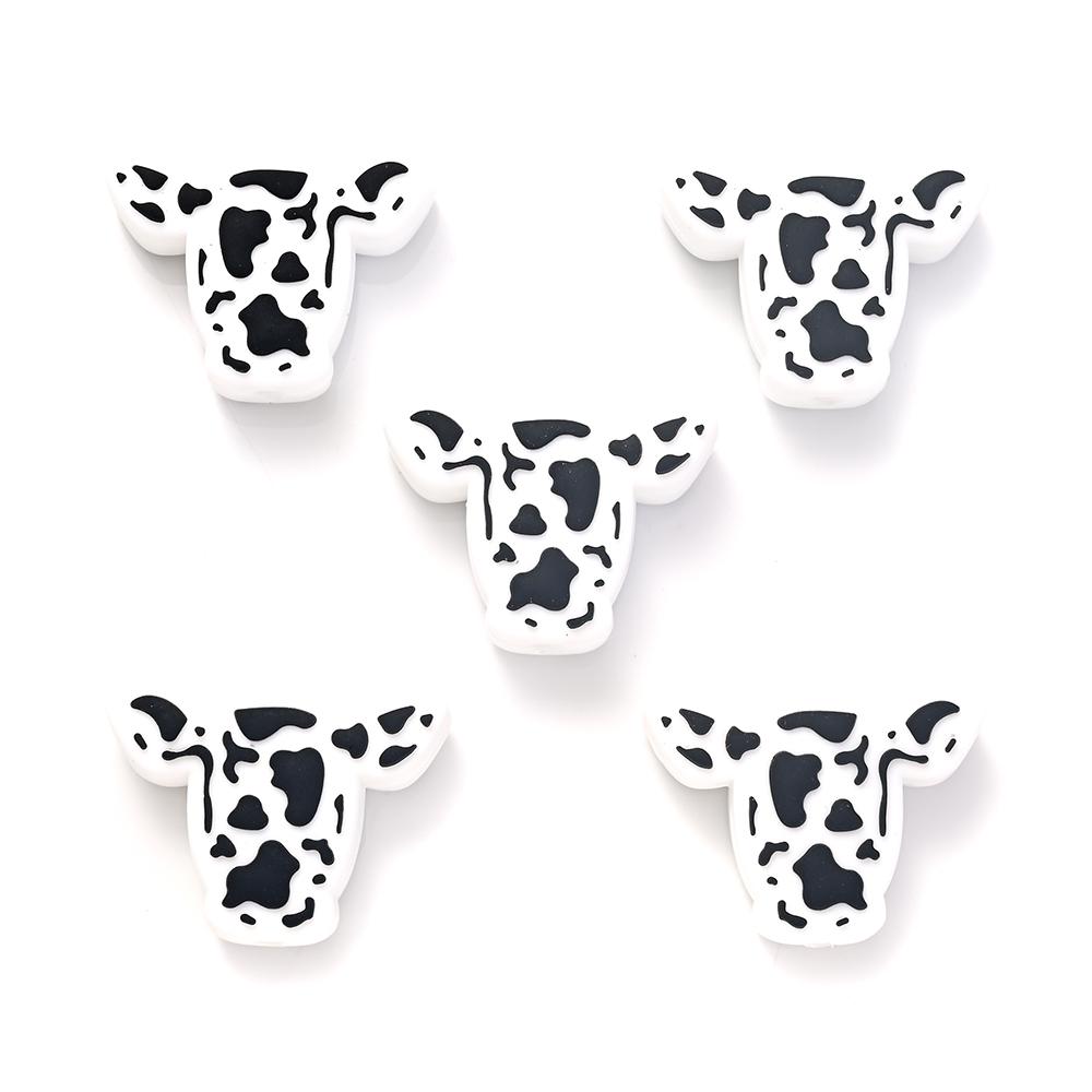 10pcs Cartoon Silicone Animal Design Food Grade Focal Teether Beads Baby Chew Toy Teething Necklace DIY Nursing Jewelry Making