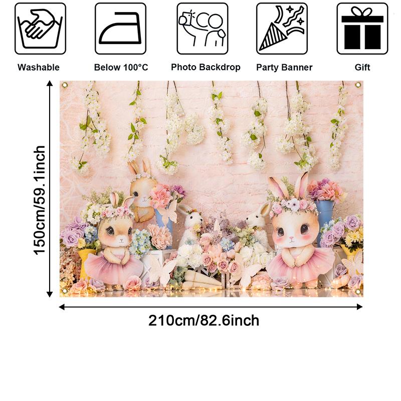 LS Bunny Easter Backdrops Birthday Cake Smash Adult Photography Props Baby Child Decor Wooden Fence Green Vine Backgrounds