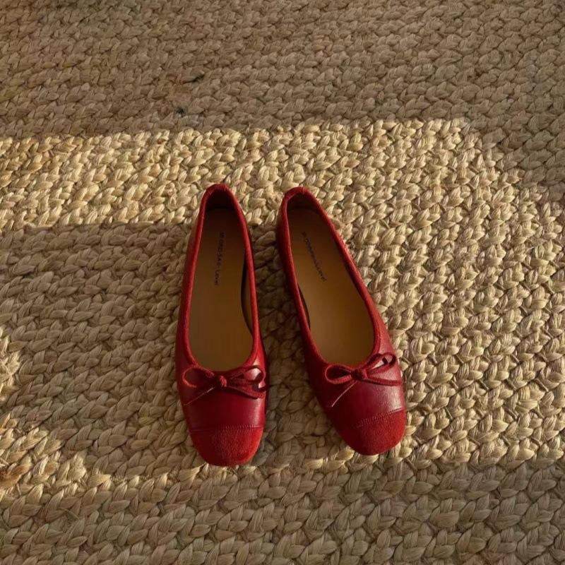 Suding's home, Xiaoxiangfeng bow increases the height of ballet shoes, evening breeze temperament soft-soled lady single shoes, new models