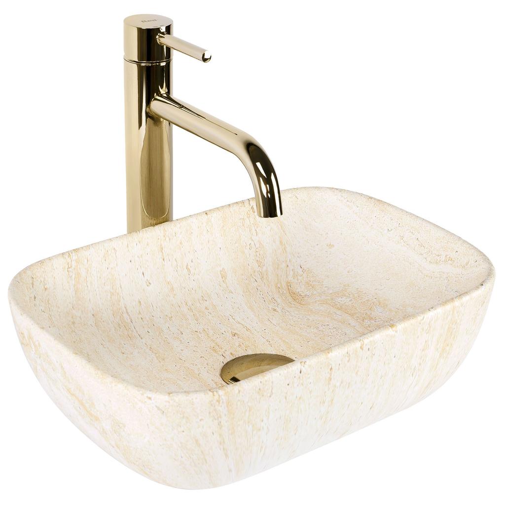 Umywalka belinda mini travertine matt - nablatowa sku rea-u4700