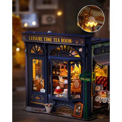 ROBOTIME Miniature House Dollhouse Kit, DIY Handmade Assembly Model House Wooden Puzzle Woodcraft Interior Decor Time-Killing Relaxing Hobby for Kids