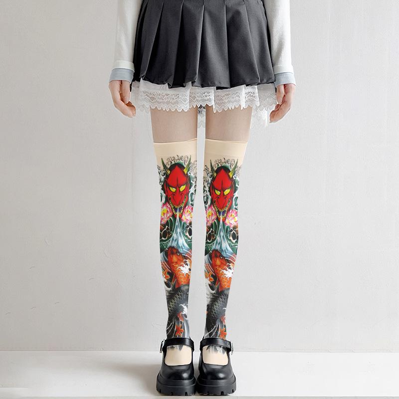 Fashion tattoo thigh socks, printed stockings, Loli girls, Japanese sexy stockings, slim models, multiple sizes