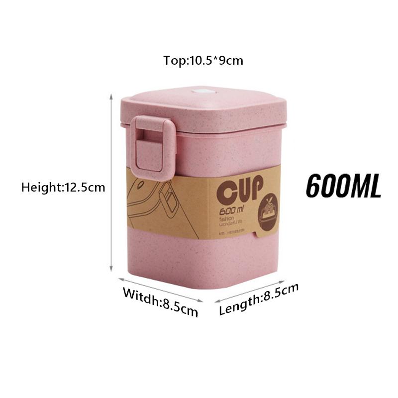 Eco-friendly Wheat Fiber Hot Soup Bowl with Cover Microwave Jar Plastic Soup Container Mug with Lid Packaging Box Soup Cups