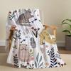 Cute Cat & Floral Pattern Fannel Blanket Warm Soft Throw Blanket for Couch Bed Living Room Home Decor Pet Lover Gift Blankets