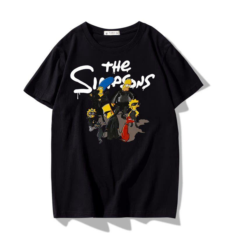 Fashion Disney Cartoon Simpson Oversized Tshirt Summer Blouses Ladies Unisex White Tees Tops Short Sleeve Blouses Women YK Tshirt